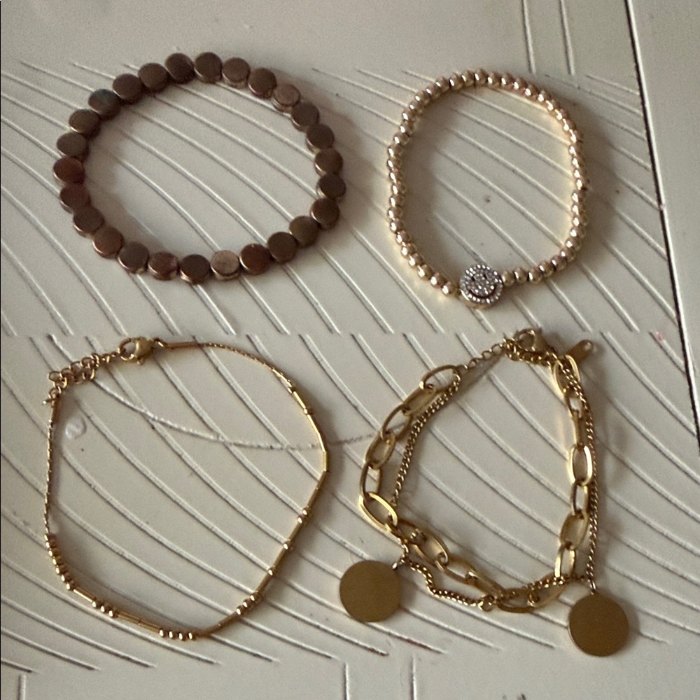 Gold Tone Mixed Bracelet Set - Women Jewelry